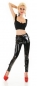 Preview: Sexy Stretchhose im Latex-Look mit Zierschleife in schwarz