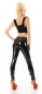 Preview: Sexy Stretchhose im Latex-Look mit Zierschleife in schwarz