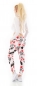 Preview: Moderne Freizeithose mit bunten Blumen-Prints - multicolor rot