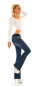 Preview: Middle Waist Bootcut-Jeans inkl. Gürtel - blue washed