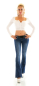 Preview: Middle Waist Bootcut-Jeans inkl. Gürtel - blue washed