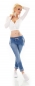 Preview: Modische Jogginghose im Denim Look mit XXL Zier-Zippern in blau