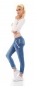 Preview: Modische Jogginghose im Denim Look mit XXL Zier-Zippern in blau