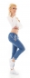 Preview: Modische Jogginghose im Denim Look mit XXL Zier-Zippern in blau