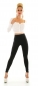 Preview: High Waist Jeans Leggings mit sexy Steppnähten in schwarz