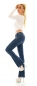 Preview: Modische Bootcut-Jeans mit XXL Zierknöpfen in blue washed