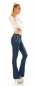 Preview: Modische Bootcut-Jeans mit XXL Zierknöpfen in blue washed