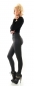 Preview: Sexy High-Waist-Hose mit modischen Zierknöpfen in schwarz