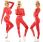 Preview: 2-tlg. Fitness-Set aus Langarm Crop Shirt und Leggings - coral