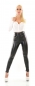 Preview: Highwaist Kunstlederhose im sexy Wetlook - schwarz