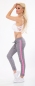 Preview: Baumwollhose im Glencheck-Muster mit seitlichen Streifen in grau / neonpink