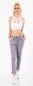 Preview: Baumwollhose im Glencheck-Muster mit seitlichen Streifen in grau / neonpink
