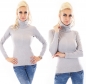 Preview: Rollkragen-Pullover mit Nietenverzierung in grau