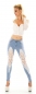 Preview: Slim Fit Skinny Jeans mit Spitzeneinsatz in light blue