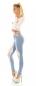 Preview: Slim Fit Skinny Jeans mit Spitzeneinsatz in light blue