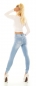 Preview: Stretch-Jeans im Used-Look mit Schrift-Prints - light blue