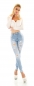 Preview: Stretch-Jeans im Used-Look mit Schrift-Prints - light blue
