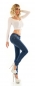 Preview: Sexy High Waist Skinny Jeans mit Schleifen-Verzierung in dark blue