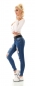 Preview: High Waist Jeans mit Used-Effekten inkl. Gürtel - blue washed