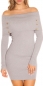 Preview: Feinstrick-Minikleid mit Knopf-Verzierung - stone