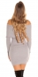 Preview: Feinstrick-Minikleid mit Knopf-Verzierung - stone