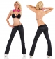 Preview: Bootcut-Jeans im seidigen Wetlook mit Stretch-Gürtel in schwarz
