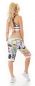 Preview: Capri-Sweathose im Boyfriend-Style mit Eye-Graffiti-Prints - stone