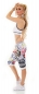 Preview: Capri-Sweathose im Boyfriend-Style mit Eye-Graffiti-Prints - blau