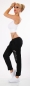Preview: Moderne Freizeithose mit Pailletten unterlegten Löchern in schwarz