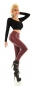 Preview: High-Waist-Leggings im Kunstleder-Look mit Deko-Knöpfen - bordeaux