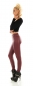 Preview: High-Waist-Leggings im Kunstleder-Look mit Deko-Knöpfen - bordeaux