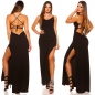 Preview: Edles Trägerkleid mit Wasserfall-Ausschnitt - schwarz