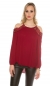Preview: Cooles Chiffonshirt mit Spitze und freier Schulterpartie - bordeaux