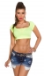Preview: Kurzes Crop-Top mit weitem Rundhalsausschnitt - neongelb