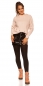 Preview: Warmer Kapuzen-Pullover mit modischen PomPoms - cappuccino