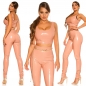 Preview: Sexy Crop-Top im Latex-Look - altrosa