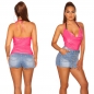 Preview: Sexy Neckholder-Top mit Wasserfall-Ausschnitt - neonpink