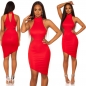 Preview: Sexy Minikleid mit Stehkragen und seitlichen Cutouts - rot