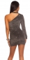 Preview: Sexy One Arm Minikleid mit Glamour-Effekt - silber