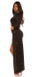 Preview: Elegantes Maxikleid mit glänzenden Metallic-Effekten - schwarz silber