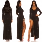Preview: Elegantes Maxikleid mit glänzenden Metallic-Effekten - schwarz silber