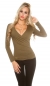 Preview: Elegantes Wickelshirt mit langen Ärmeln - khaki
