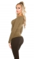 Preview: Elegantes Wickelshirt mit langen Ärmeln - khaki