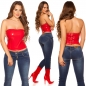 Preview: Sexy kurz geschnittenes Bandeau-Top im Wetlook - rot