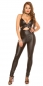Preview: Sexy Wetlook-Overall mit tiefem Ausschnitt - schwarz