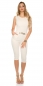 Preview: Sexy Capri Overall mit Schmuckschnalle in beige