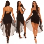 Preview: Exclusives Chiffon-Minikleid mit Vokuhila-Abschluss - schwarz