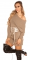 Preview: Warmer Strick-Pullover mit weiten Umlegekragen - cappuccino