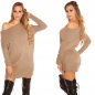 Preview: Warmer Strick-Pullover mit weiten Umlegekragen - cappuccino