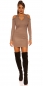 Preview: Taillierter Long-Pullover mit verzierten Carmen-Ausschnitt - cappuccino